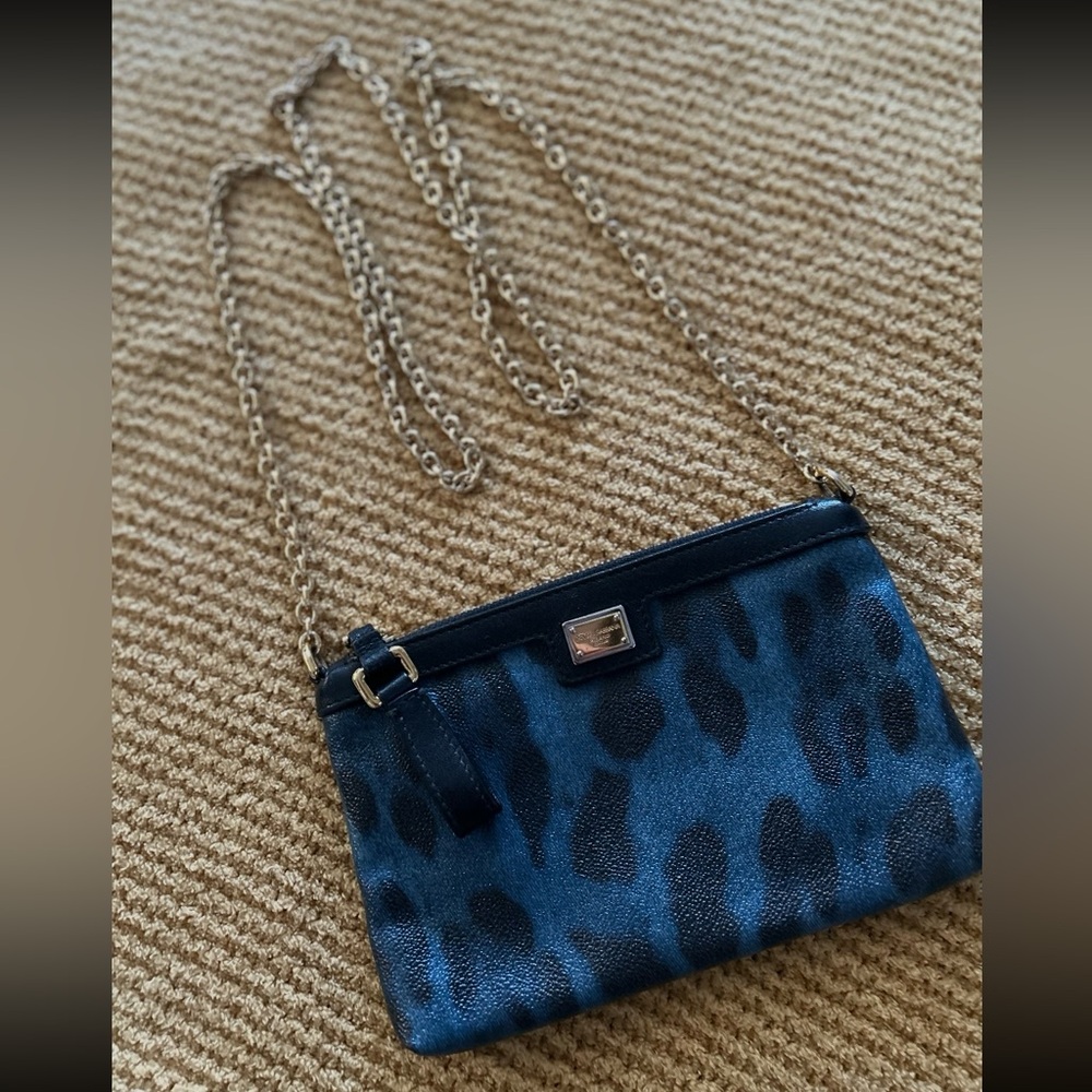 Dolce & Gabbana Blue Leopard Crossbody Bag Vintage